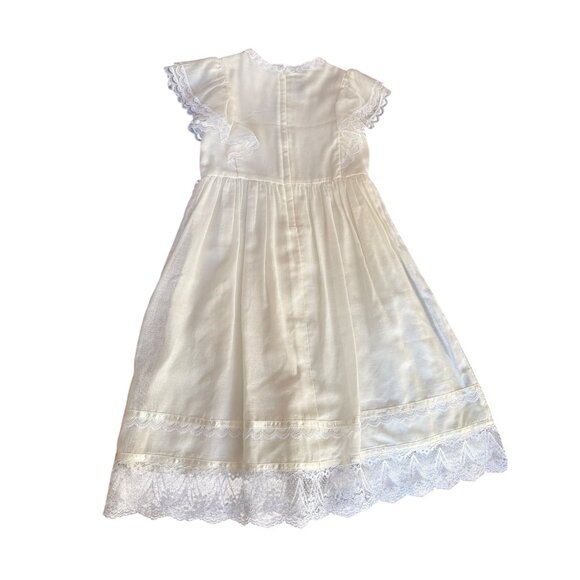 Jessica McClintock White Lace-Trimmed Dress Short Flutter Sleeves Wedding - Picture 4 of 6